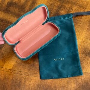 Gucci Teal Sunglasses Case and Dust Bag
